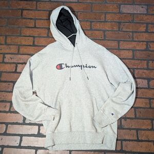 Champion Men's M Heather Gray Basic Hoodie Drawstring‎ Sweatshirt Classic